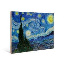 Customized Decorative Wall Art Starry Night Painting A1 A2 A3 A4 Size Wood Photo Prints for Hotels